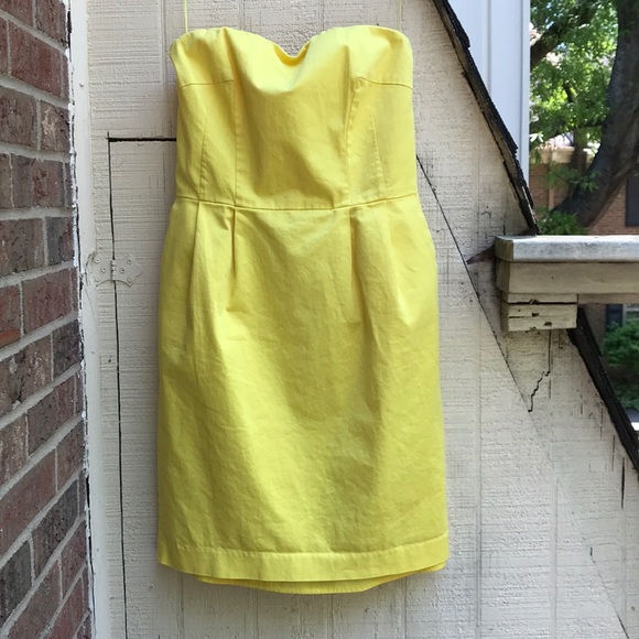 yellow strapless sundress